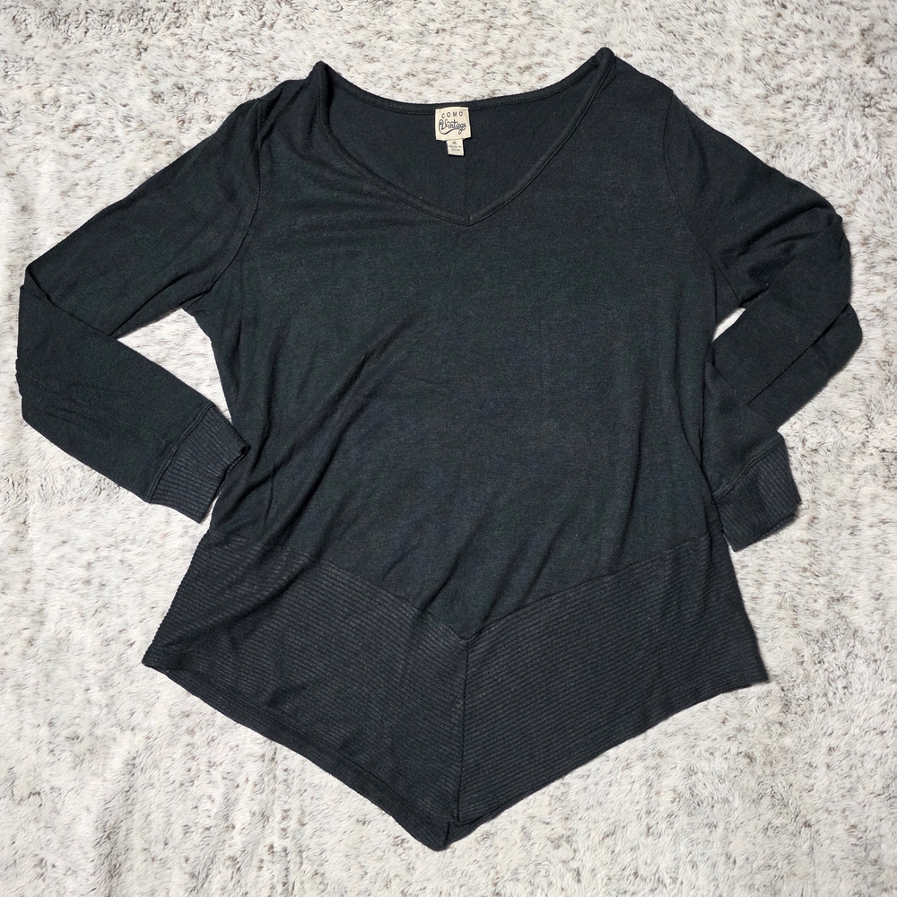 Como Vintage Black V-Neck Sweater | Lightweight | XL